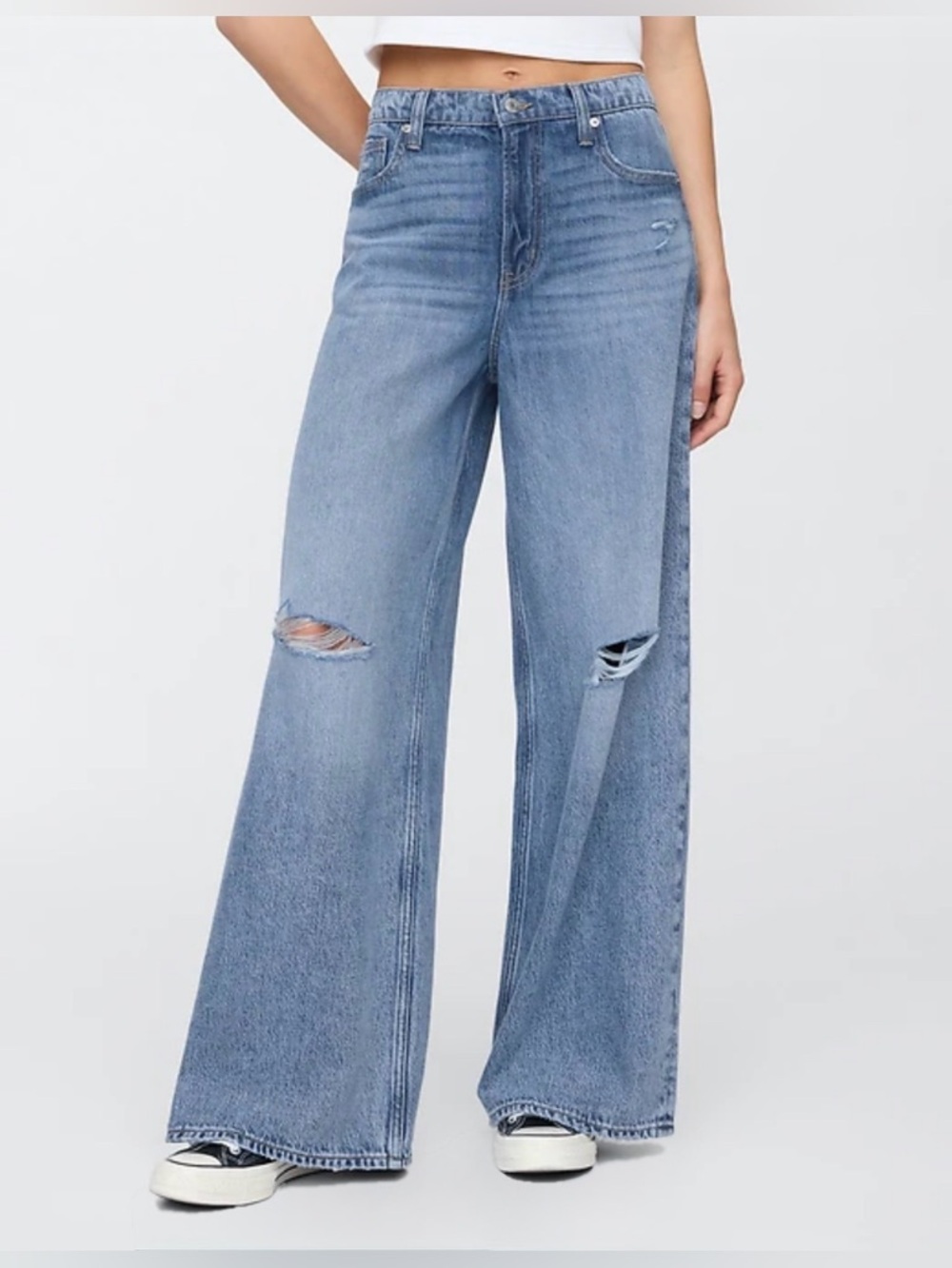 Gap Mid Rise Destructed SuperSoft Baggy Jeans